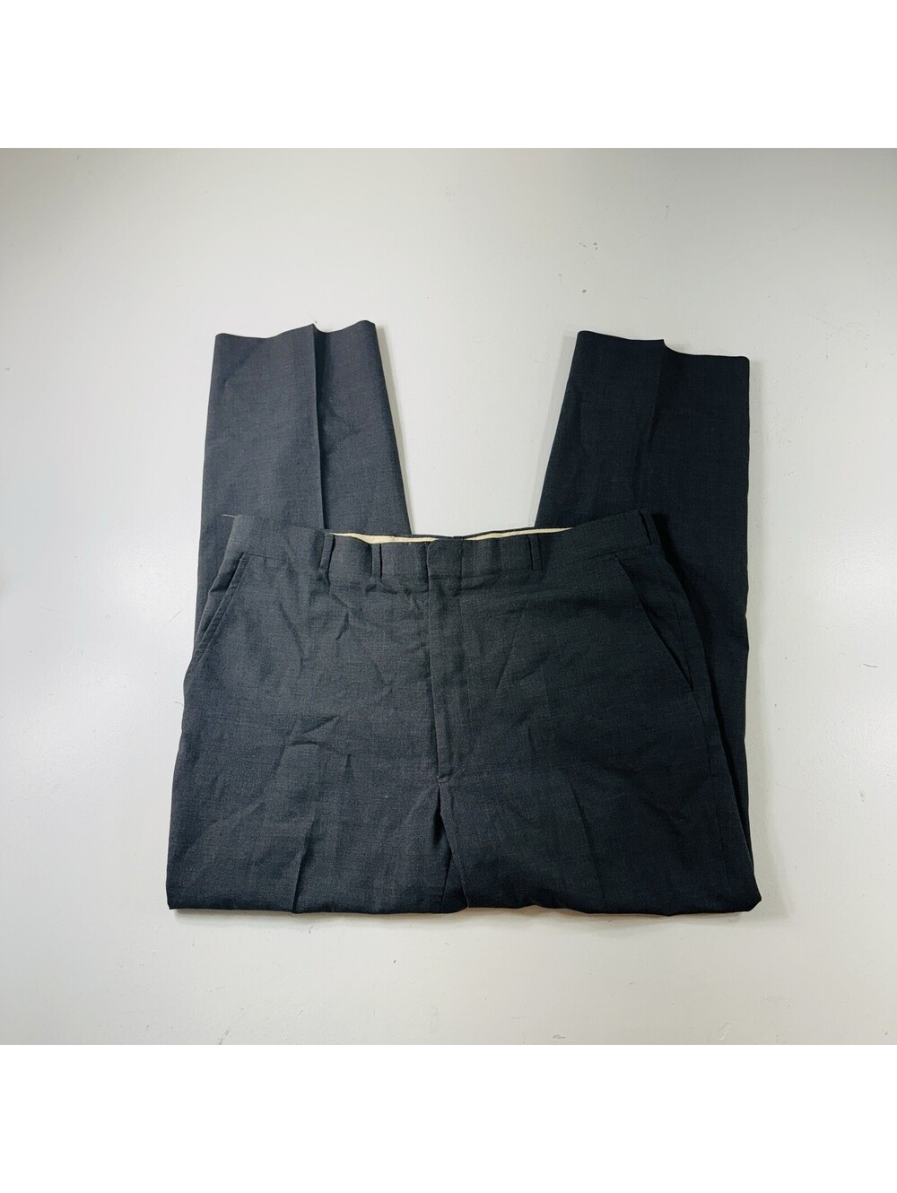 Perlis Vintage Dress Pants Gray Flat Front Mens Size 36x30